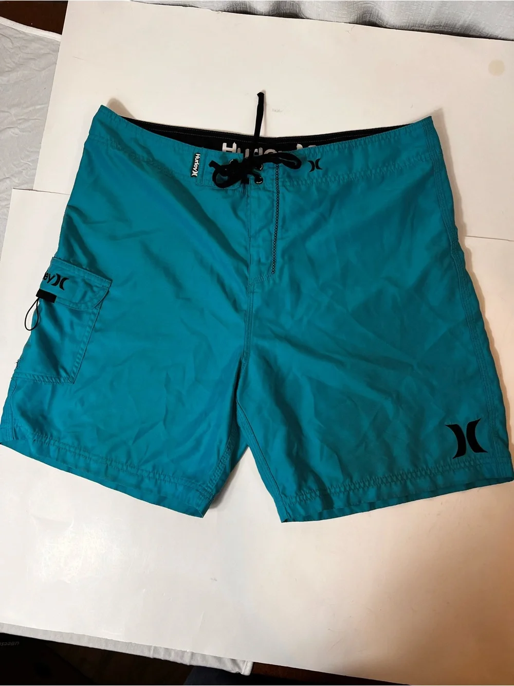 Hurley Men's Teal Board Shorts with Black Accents